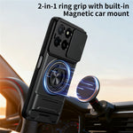 Magnetic Case For Honor X6c 4G / X5b / X5b Plus Ring Holder Foldable Kickstand TPU PC Phone Cover with Camera Lens Slider