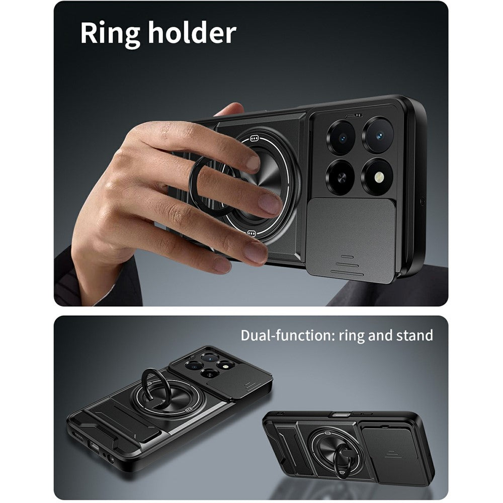 Magnetic Case For Honor X6c 4G / X5b / X5b Plus Ring Holder Foldable Kickstand TPU PC Phone Cover with Camera Lens Slider