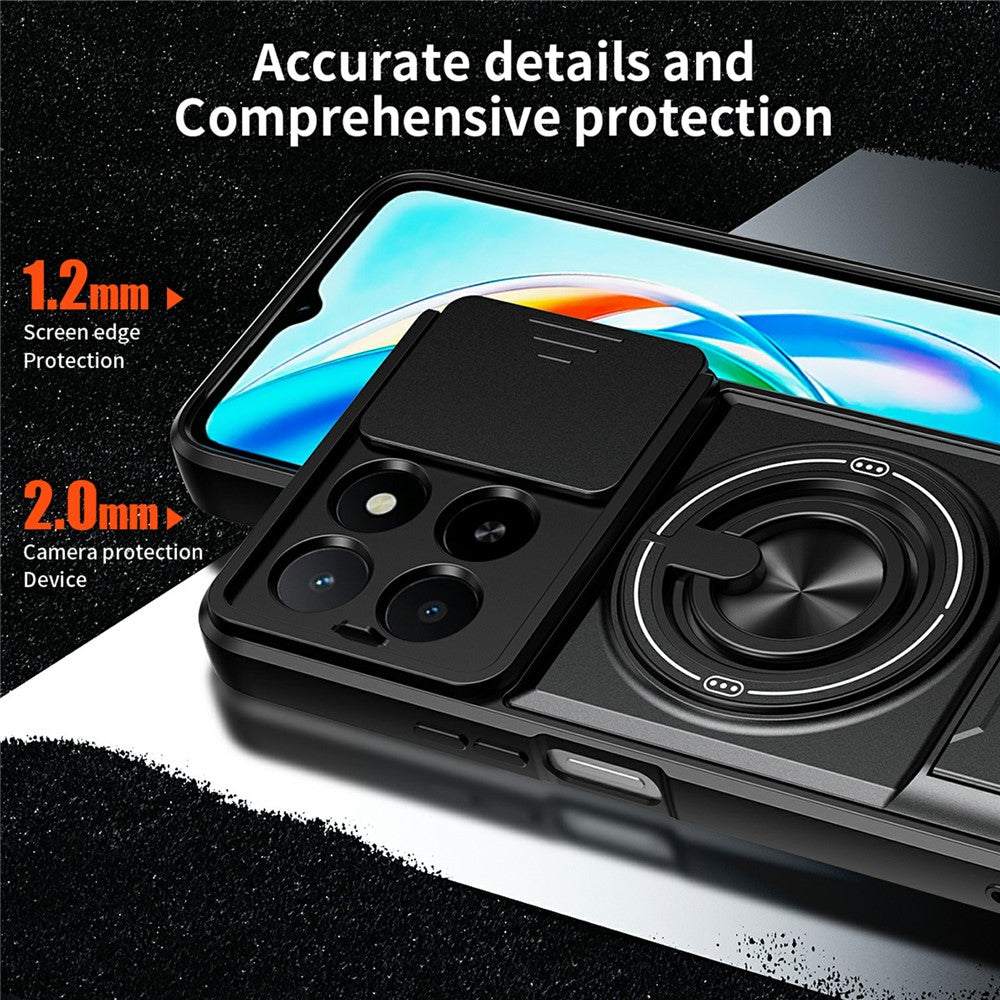 Magnetic Case For Honor X6c 4G / X5b / X5b Plus Ring Holder Foldable Kickstand TPU PC Phone Cover with Camera Lens Slider