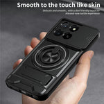 Magnetic Case For Honor X6c 4G / X5b / X5b Plus Ring Holder Foldable Kickstand TPU PC Phone Cover with Camera Lens Slider