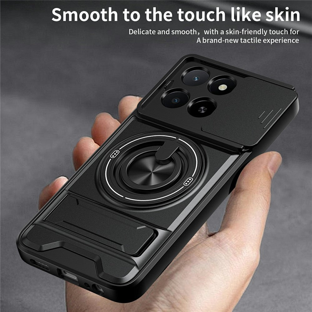 Magnetic Case For Honor X6c 4G / X5b / X5b Plus Ring Holder Foldable Kickstand TPU PC Phone Cover with Camera Lens Slider