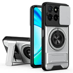 Magnetic Case For Honor X6c 4G / X5b / X5b Plus Ring Holder Foldable Kickstand TPU PC Phone Cover with Camera Lens Slider