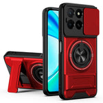 Magnetic Case For Honor X6c 4G / X5b / X5b Plus Ring Holder Foldable Kickstand TPU PC Phone Cover with Camera Lens Slider