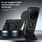 For Honor Magic8 Pro 5G Magnetic Case Ring Holder Foldable Kickstand TPU PC Phone Cover with Camera Lens Slider
