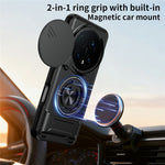 For Honor Magic8 Pro 5G Magnetic Case Ring Holder Foldable Kickstand TPU PC Phone Cover with Camera Lens Slider