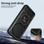 For Honor Magic8 Pro 5G Magnetic Case Ring Holder Foldable Kickstand TPU PC Phone Cover with Camera Lens Slider
