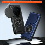 For Honor Magic8 Pro 5G Magnetic Case Ring Holder Foldable Kickstand TPU PC Phone Cover with Camera Lens Slider