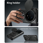 For Honor Magic8 Pro 5G Magnetic Case Ring Holder Foldable Kickstand TPU PC Phone Cover with Camera Lens Slider