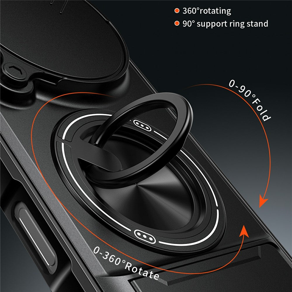 For Honor Magic8 Pro 5G Magnetic Case Ring Holder Foldable Kickstand TPU PC Phone Cover with Camera Lens Slider