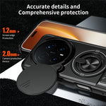 For Honor Magic8 Pro 5G Magnetic Case Ring Holder Foldable Kickstand TPU PC Phone Cover with Camera Lens Slider
