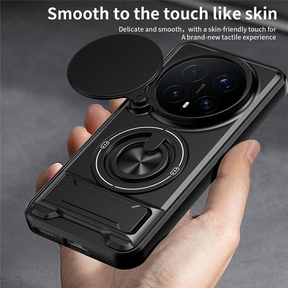 For Honor Magic8 Pro 5G Magnetic Case Ring Holder Foldable Kickstand TPU PC Phone Cover with Camera Lens Slider