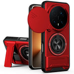 For Honor Magic8 Pro 5G Magnetic Case Ring Holder Foldable Kickstand TPU PC Phone Cover with Camera Lens Slider