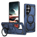 For Samsung Galaxy S26 Ultra Magnetic Case Ring Kickstand PC + TPU Hybrid Phone Cover