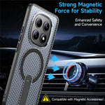 For Xiaomi Redmi Note 15 5G (Global)  /  Poco M8 5G Magnetic Case Kickstand Grid Texture TPU PC Phone Back Cover