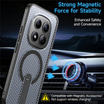 For Xiaomi Redmi Note 15 Pro 5G (Global) Magnetic Case Kickstand Grid Texture TPU PC Phone Back Cover