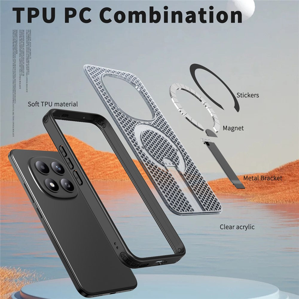 Xiaomi Redmi Note 15 Pro 5G (Global) Magnetiskt Skal Stöd Grid Texture TPU PC mobil Baksida