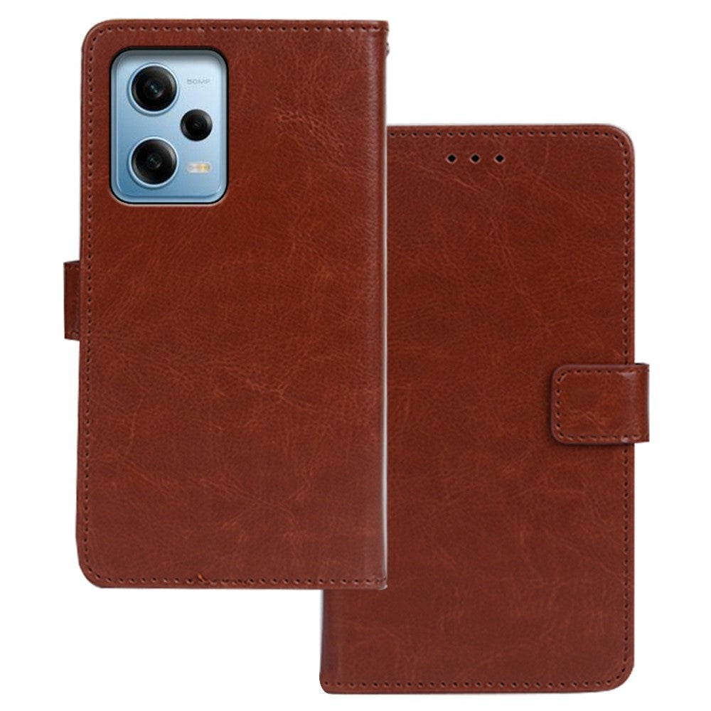 IDEWEI For Xiaomi Redmi Note 12 Pro 5G / Note 12 Pro Speed 5G / Poco X5 Pro 5G Full Protection Crazy Horse Texture Phone Case Wallet Stand PU Leather Smartphone Cover