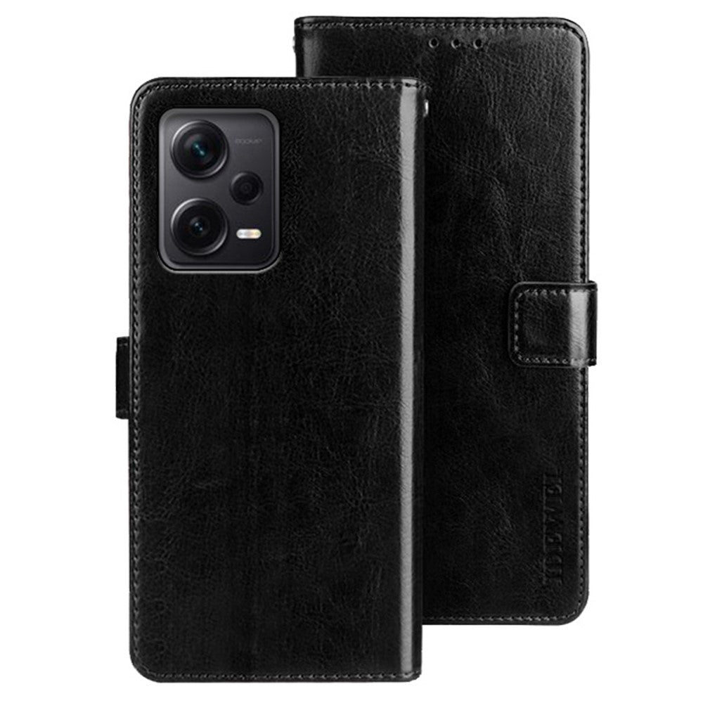 IDEWEI For Xiaomi Redmi Note 12 Pro+ 5G Phone Case Crazy Horse Texture Anti-scratch PU Leather Flip Stand Wallet Scratch-resistant Phone Cover