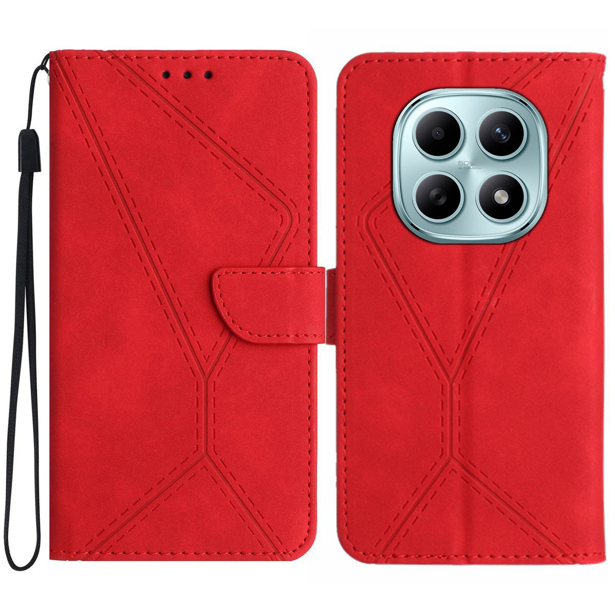 For Xiaomi Poco M8 5G / Redmi Note 15 5G (Global) / 15 4G (Global) Case Skin Touch Lines Imprinted PU Leather Flip Phone Cover