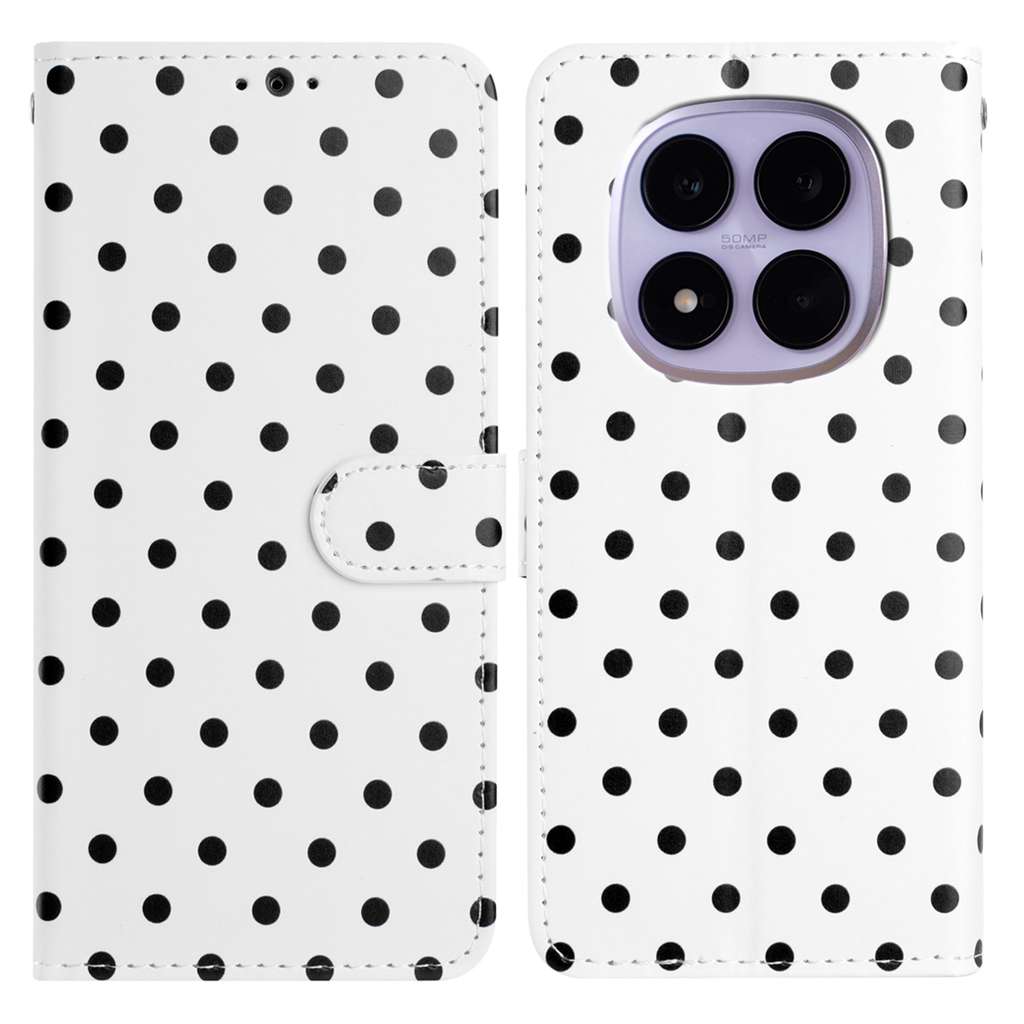 Xiaomi Poco M8 5G / Redmi Note 15 5G (Global) / 15 4G (Global) Läderfodral med prickigt mönster, plånboksfodral, mobilskal