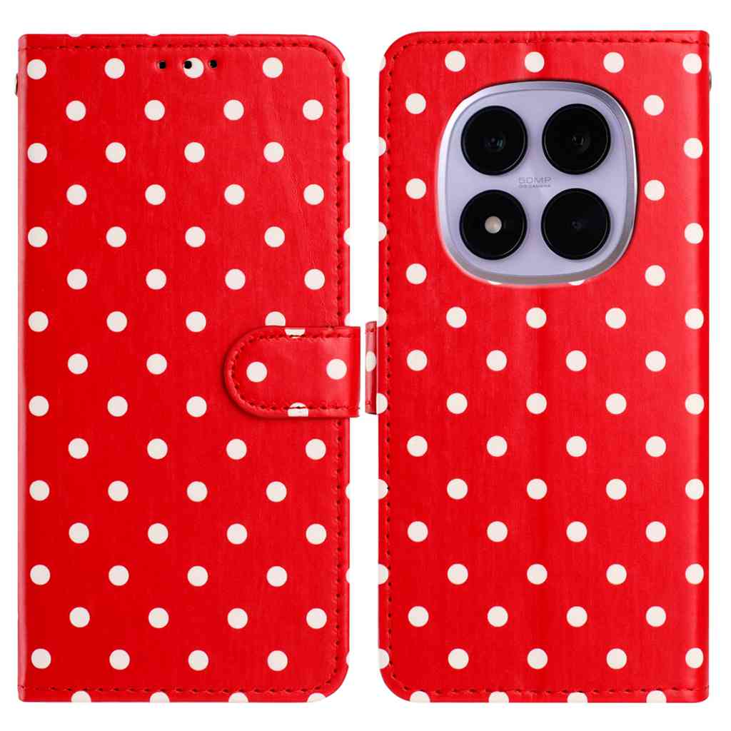 Xiaomi Poco M8 5G / Redmi Note 15 5G (Global) / 15 4G (Global) Läderfodral med prickigt mönster, plånboksfodral, mobilskal