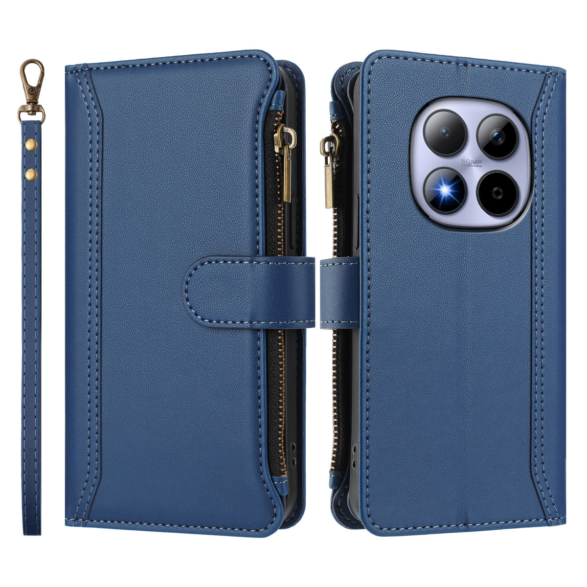 For Xiaomi Redmi Note 15 Pro 4G (Global) Leather Case 9 Card Slots Zipper Wallet Stand Phone Cover with Wrist Strap