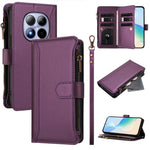 For Xiaomi Redmi Note 15 Pro 4G (Global) Leather Case 9 Card Slots Zipper Wallet Stand Phone Cover with Wrist Strap