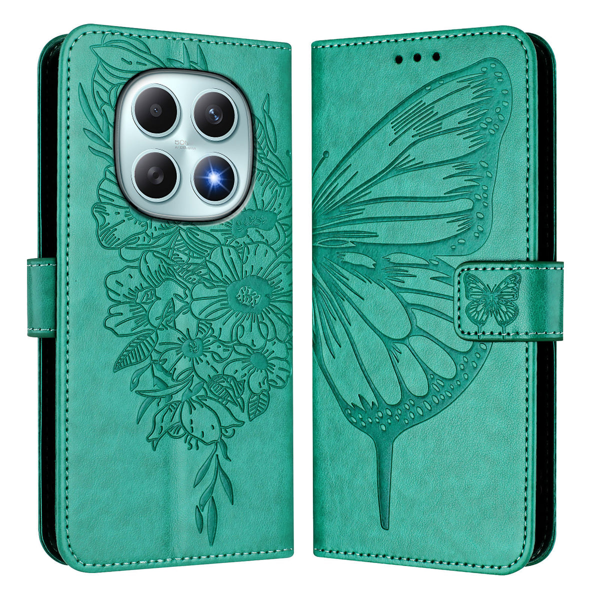 For Xiaomi Poco M8 5G / Redmi Note 15 5G (Global) / 15 4G (Global) Wallet Case with Wrist Strap Butterfly Imprint Leather Phone Cover
