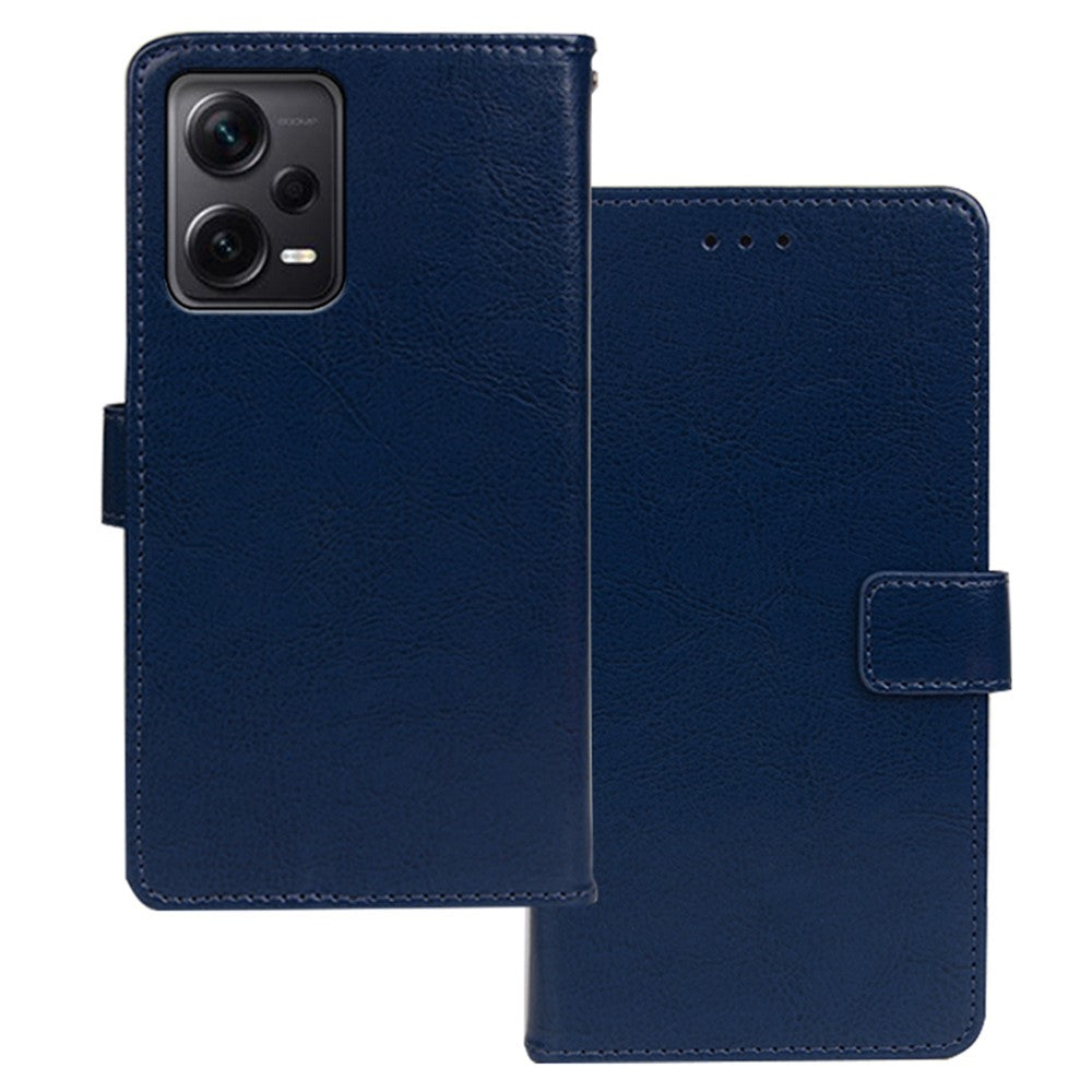 IDEWEI För Xiaomi Redmi Note 12 Pro+ 5G Crazy Horse Textur PU-läder Flipfodral Stativfunktion Magnetisk Stängning Plånboksfodral