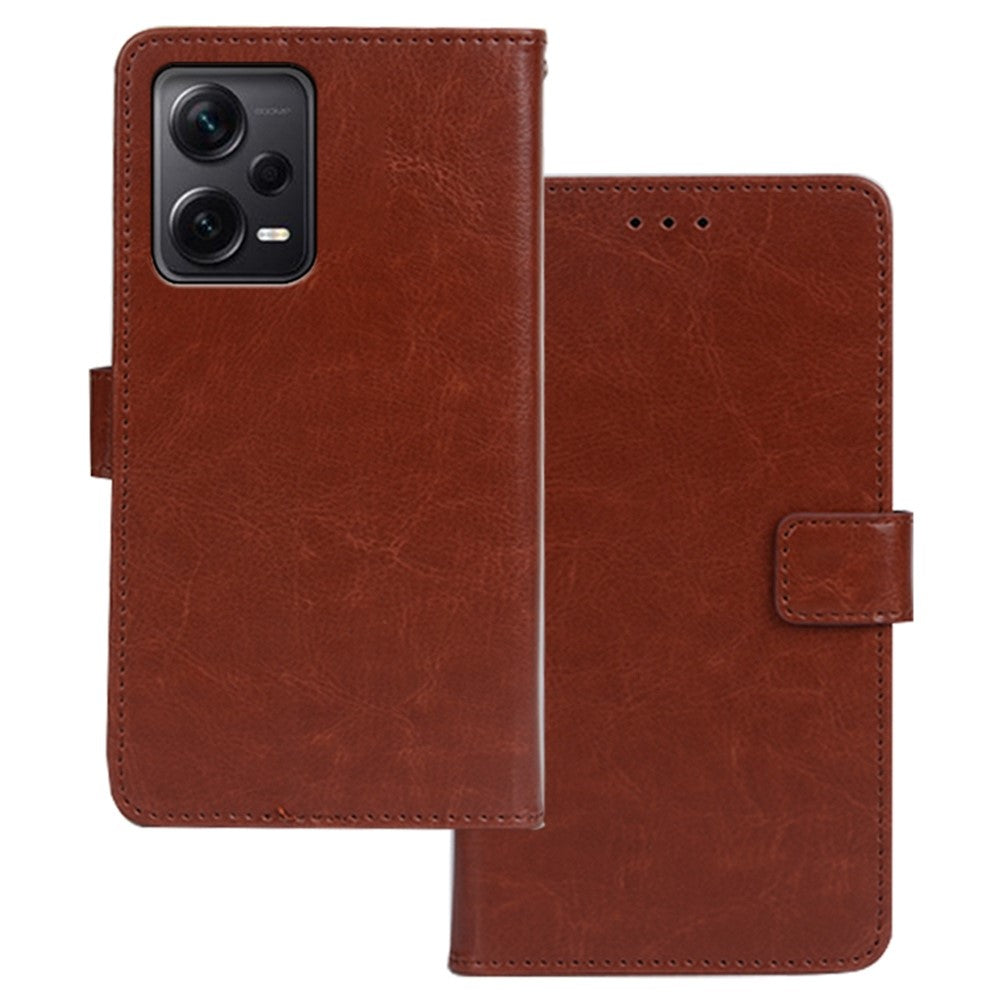 IDEWEI For Xiaomi Redmi Note 12 Pro+ 5G Crazy Horse Texture PU Leather Flip Cover Stand Function Magnetic Closure Wallet Phone Case