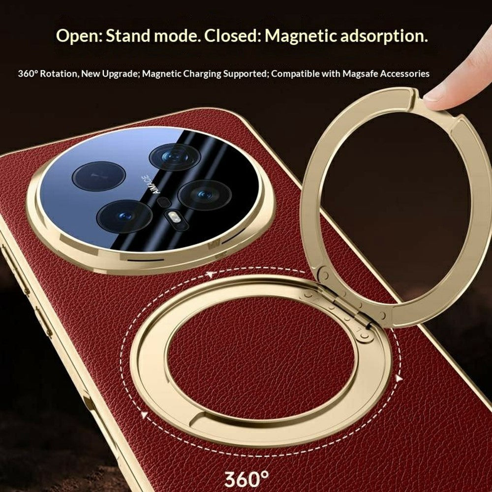 Honor Magic8 Pro 5G-skal magnetiskt roterande stödfodral i läder + PC + akryl med bakre skärm i härdat glas