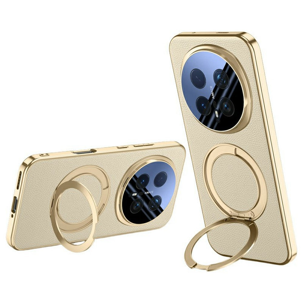 Honor Magic8 Pro 5G-skal magnetiskt roterande stödfodral i läder + PC + akryl med bakre skärm i härdat glas