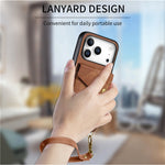 iPhone 17 Pro Max Läderskal med Korthållare & Ställ - Brun