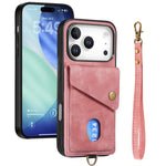 iPhone 17 Pro Max Läderskal med Korthållare & Ställ - Rosa