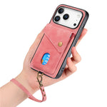 iPhone 17 Pro Max Läderskal med Korthållare & Ställ - Rosa