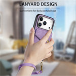 iPhone 17 Pro Max Läderskal med Korthållare & Ställ - Lila