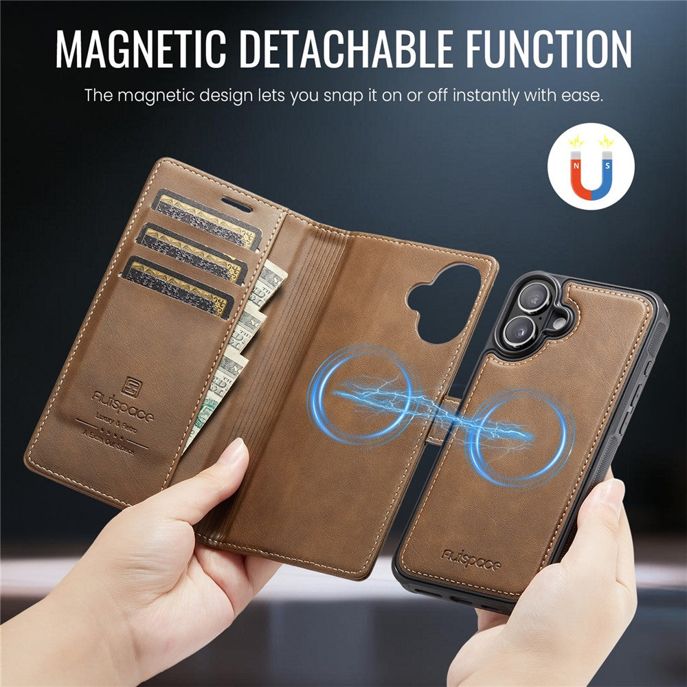 AUTSPACE A05 For iPhone 17 Case Wallet Stand Detachable Leather Magnetic Phone Cover