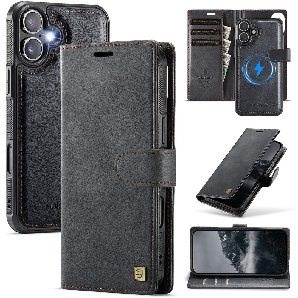 AUTSPACE A05 For iPhone 17 Case Wallet Stand Detachable Leather Magnetic Phone Cover