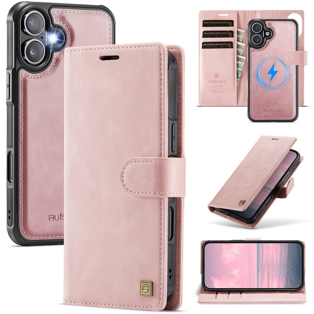 AUTSPACE A05 For iPhone 17 Case Wallet Stand Detachable Leather Magnetic Phone Cover