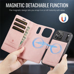 AUTSPACE A05 Til iPhone 17 Pro coverpung, stativ, aftageligt læder magnetisk telefoncover