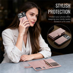 AUTSPACE A05 Til iPhone 17 Pro coverpung, stativ, aftageligt læder magnetisk telefoncover