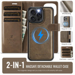 AUTSPACE A05 For iPhone 16 Pro Max Case Wallet Stand Detachable Leather Magnetic Phone Cover