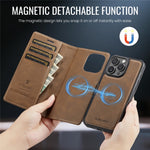 AUTSPACE A05 For iPhone 16 Pro Max Case Wallet Stand Detachable Leather Magnetic Phone Cover