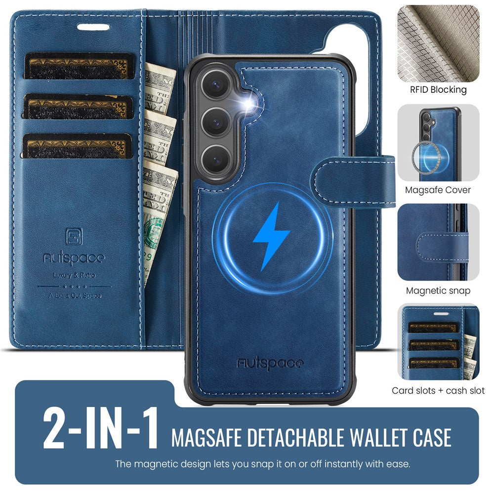 AUTSPACE A05 Til Samsung Galaxy S25+ / S24+ Etui Pung Stativ Aftageligt Læder Magnetisk Telefoncover