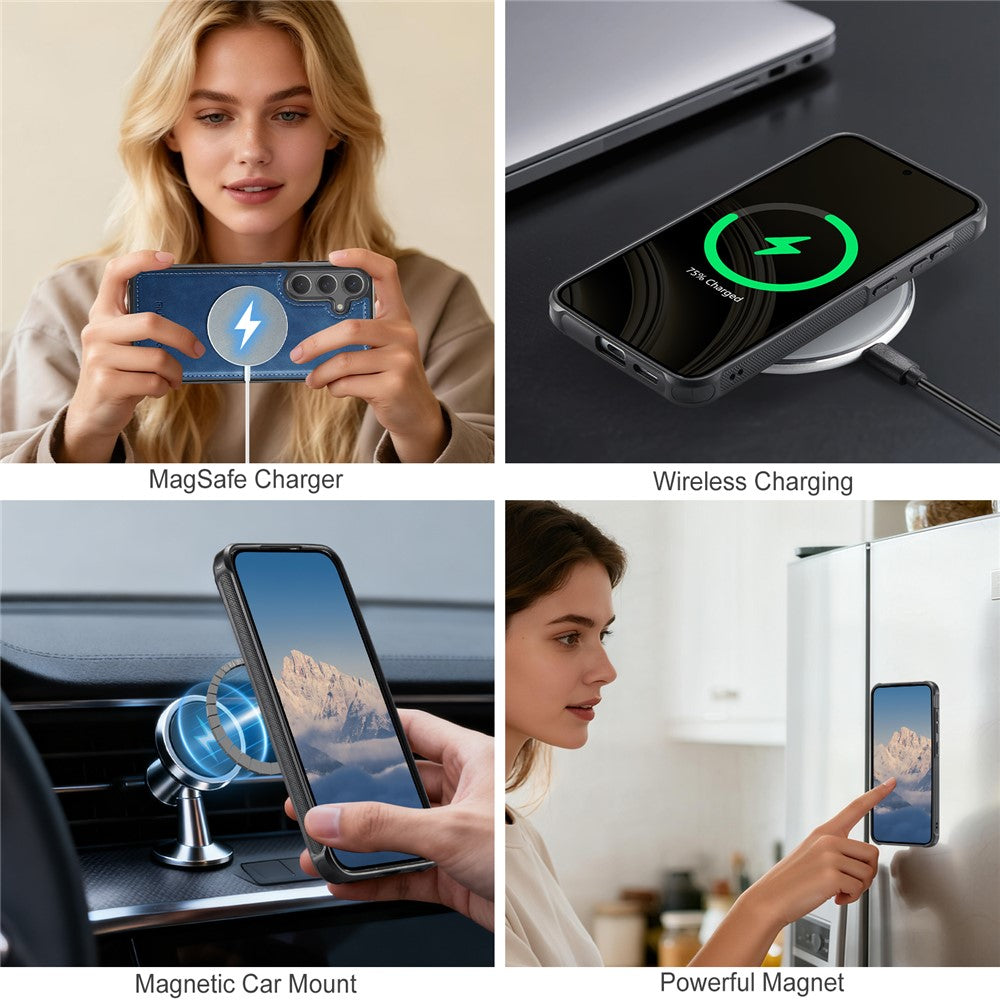 AUTSPACE A05 Til Samsung Galaxy S25+ / S24+ Etui Pung Stativ Aftageligt Læder Magnetisk Telefoncover