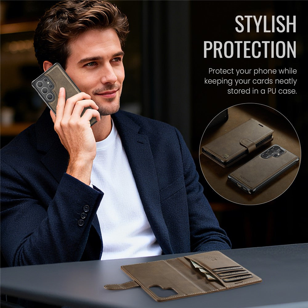 AUTSPACE A05 For Samsung Galaxy S25 Ultra Case Wallet Stand Detachable Leather Magnetic Phone Cover