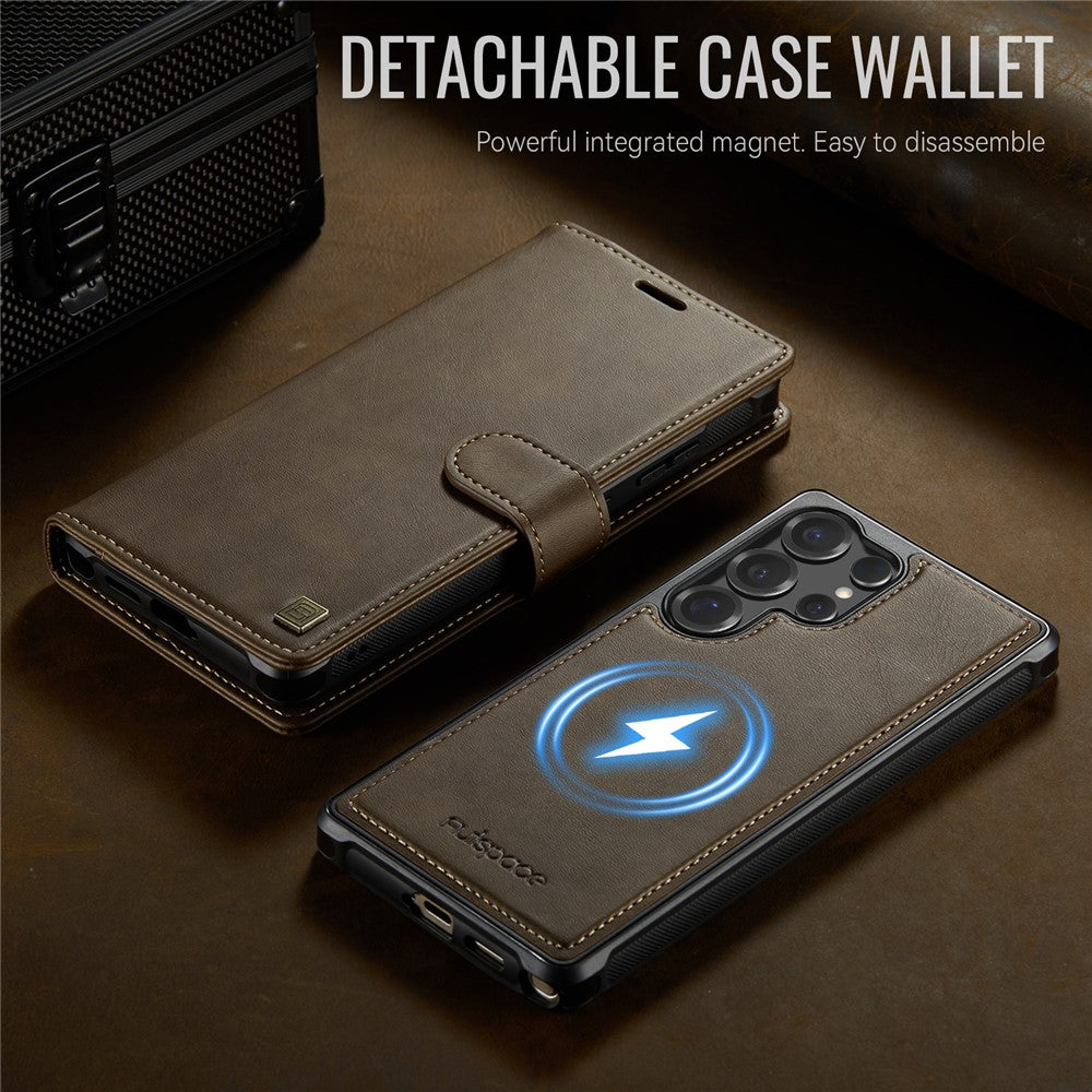 AUTSPACE A05 For Samsung Galaxy S25 Ultra Case Wallet Stand Detachable Leather Magnetic Phone Cover
