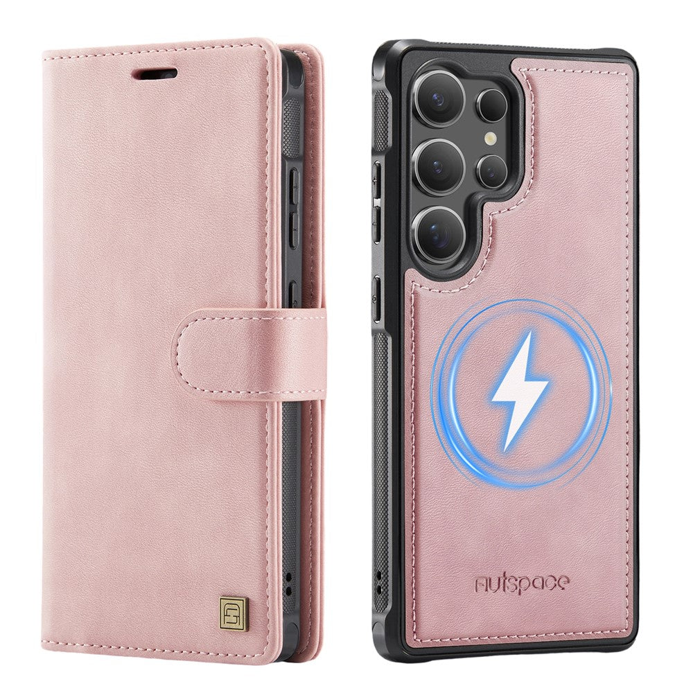 AUTSPACE A05 For Samsung Galaxy S25 Ultra Case Wallet Stand Detachable Leather Magnetic Phone Cover