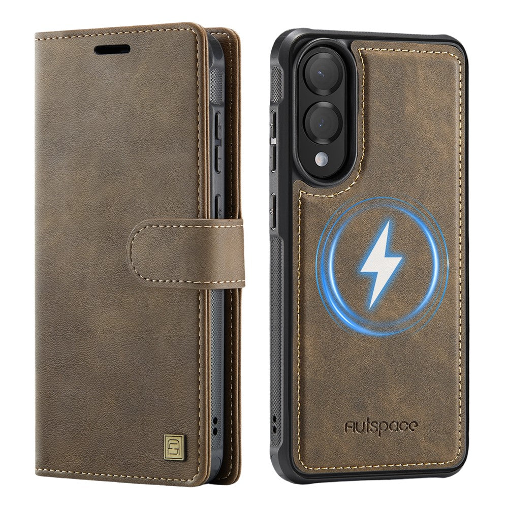 AUTSPACE A05 Fodral till Samsung Galaxy S25 Edge Plånbok Stativ Löstagbart Läder Magnetiskt Telefonfodral