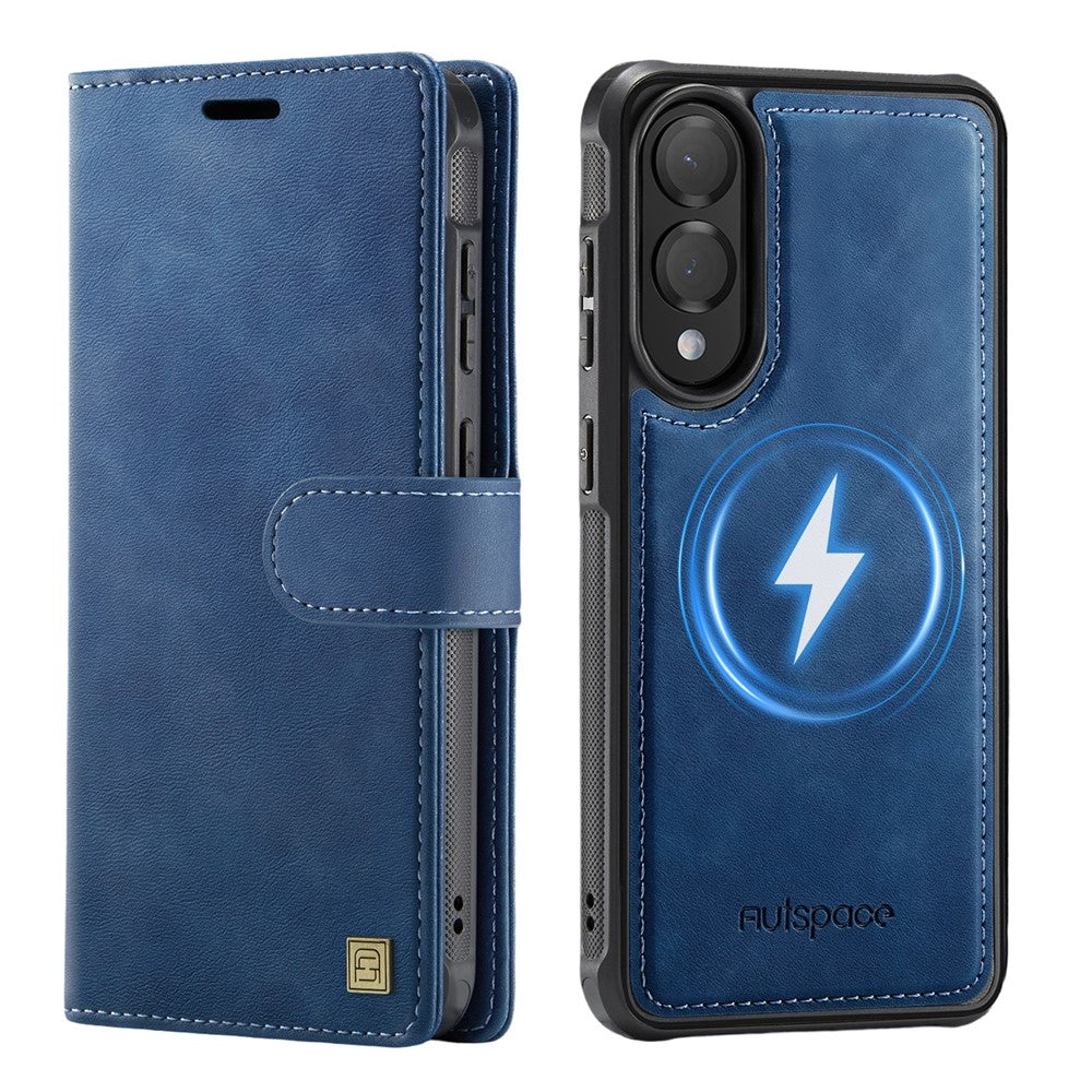 AUTSPACE A05 Fodral till Samsung Galaxy S25 Edge Plånbok Stativ Löstagbart Läder Magnetiskt Telefonfodral
